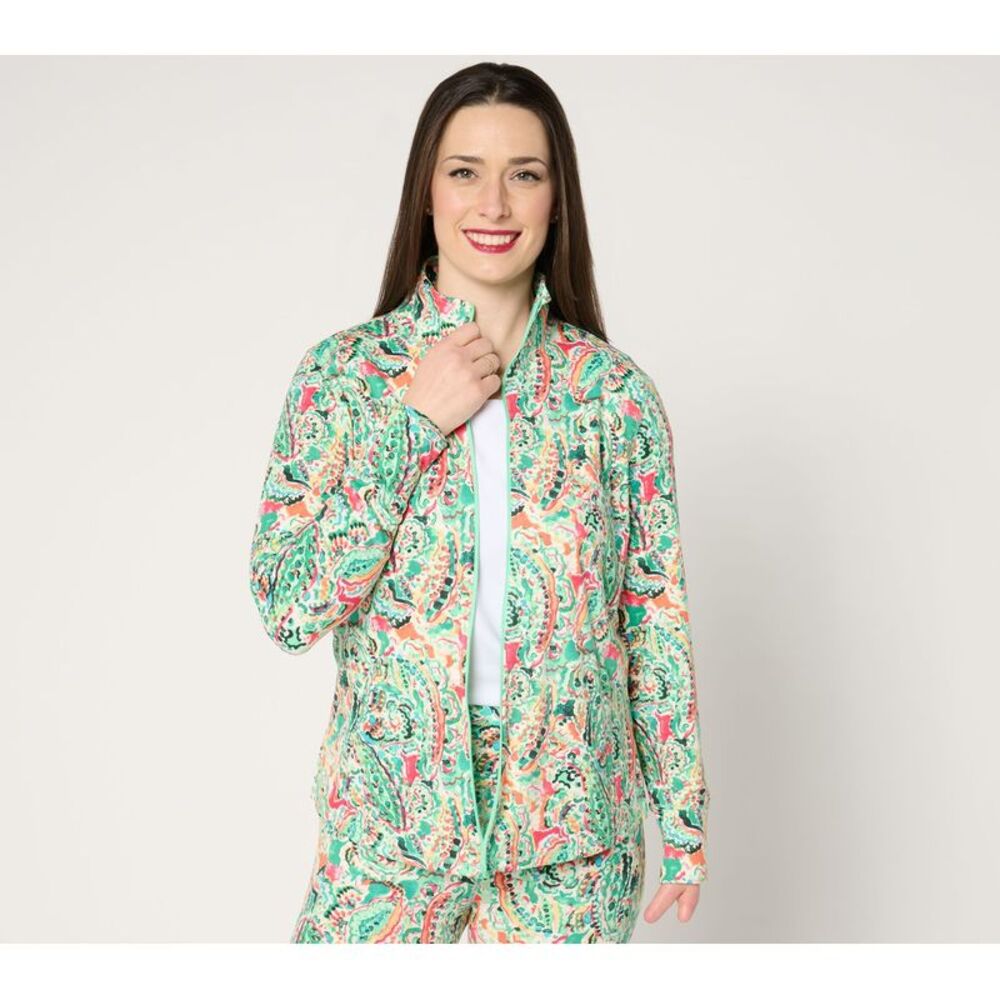 Belle by Kim Gravel Women's Jacket Sz M Body Water Paisley Multi-colored